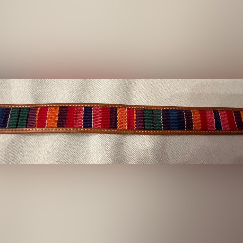 Multicolor Striped Women's Leather-Trim Belt
